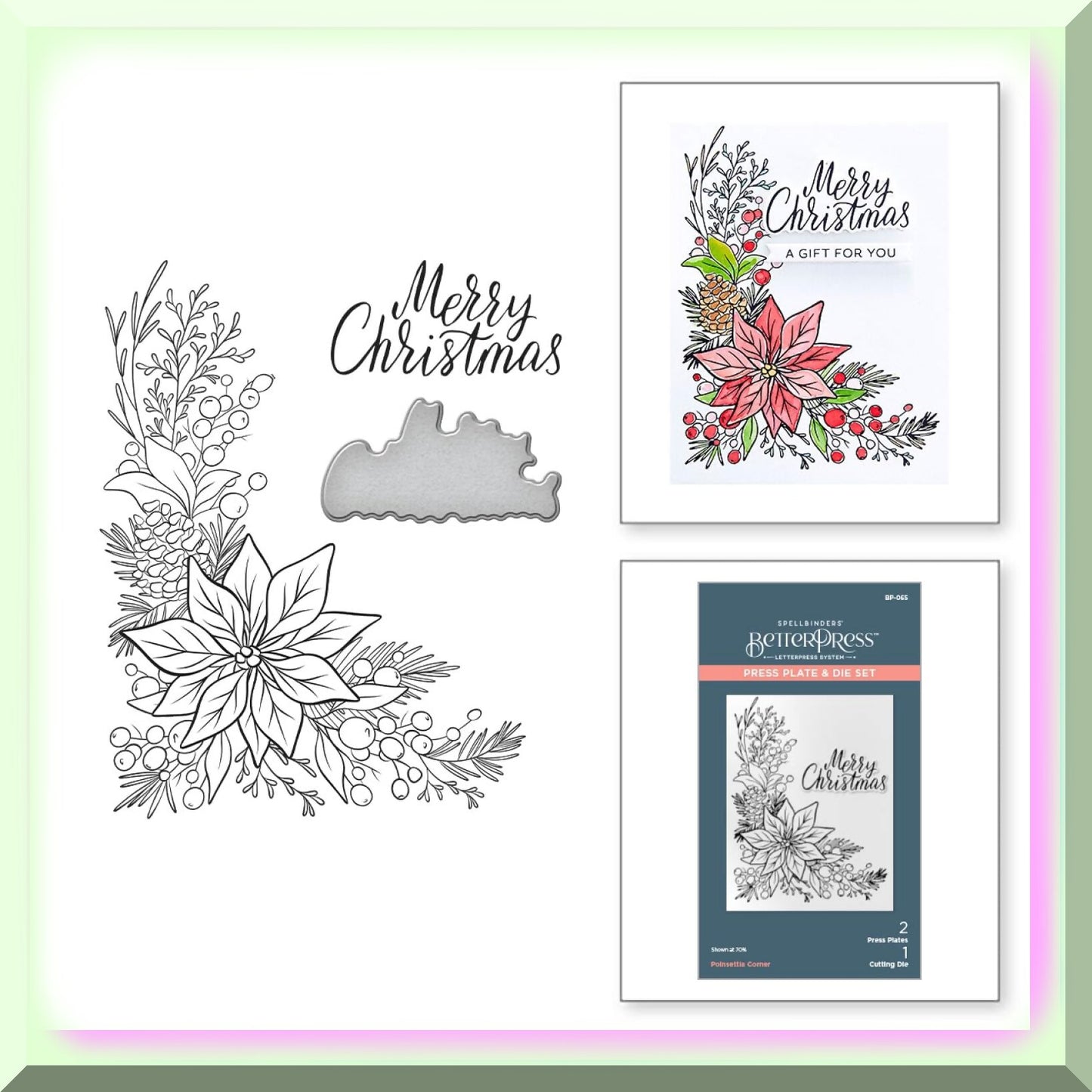 Metallic Poinsettia Corner Press Plate & Die Set