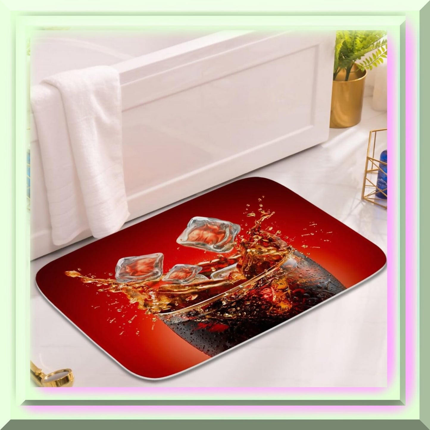 Red Soft Drink Ice Bathroom Rug 20W x 31L