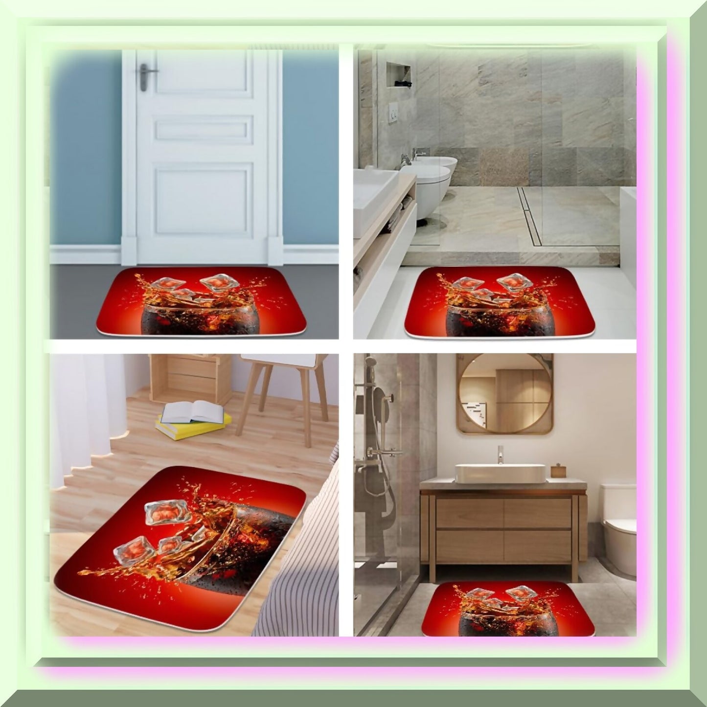 Red Soft Drink Ice Bathroom Rug 20W x 31L