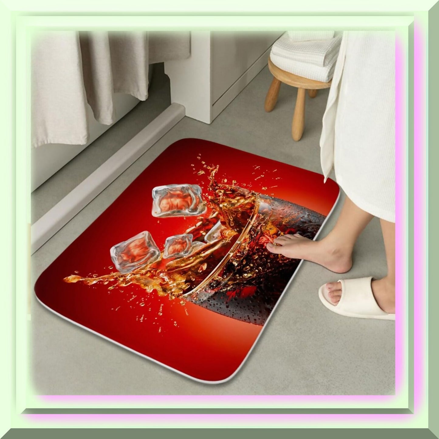 Red Soft Drink Ice Bathroom Rug 20W x 31L