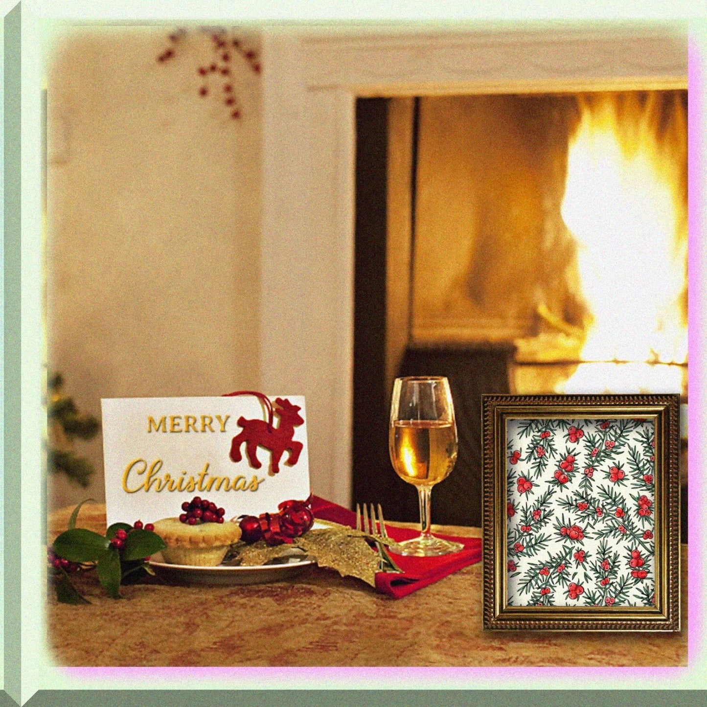 Clear Holly Berry Leaves Pine Cones Silicone Stamps Set