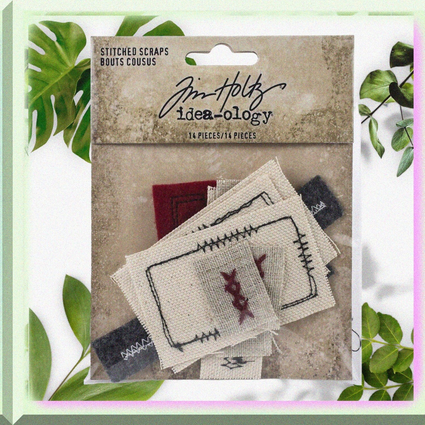 Stitched Fabric Scraps 14 Pieces Multi-Size