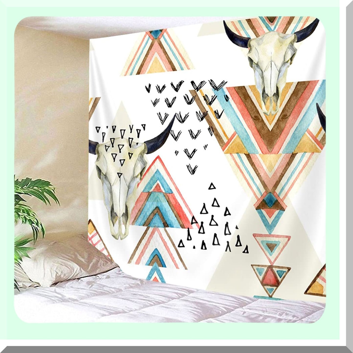 Western Boho Shower Curtain 60x72 Southwestern Trible Skull
