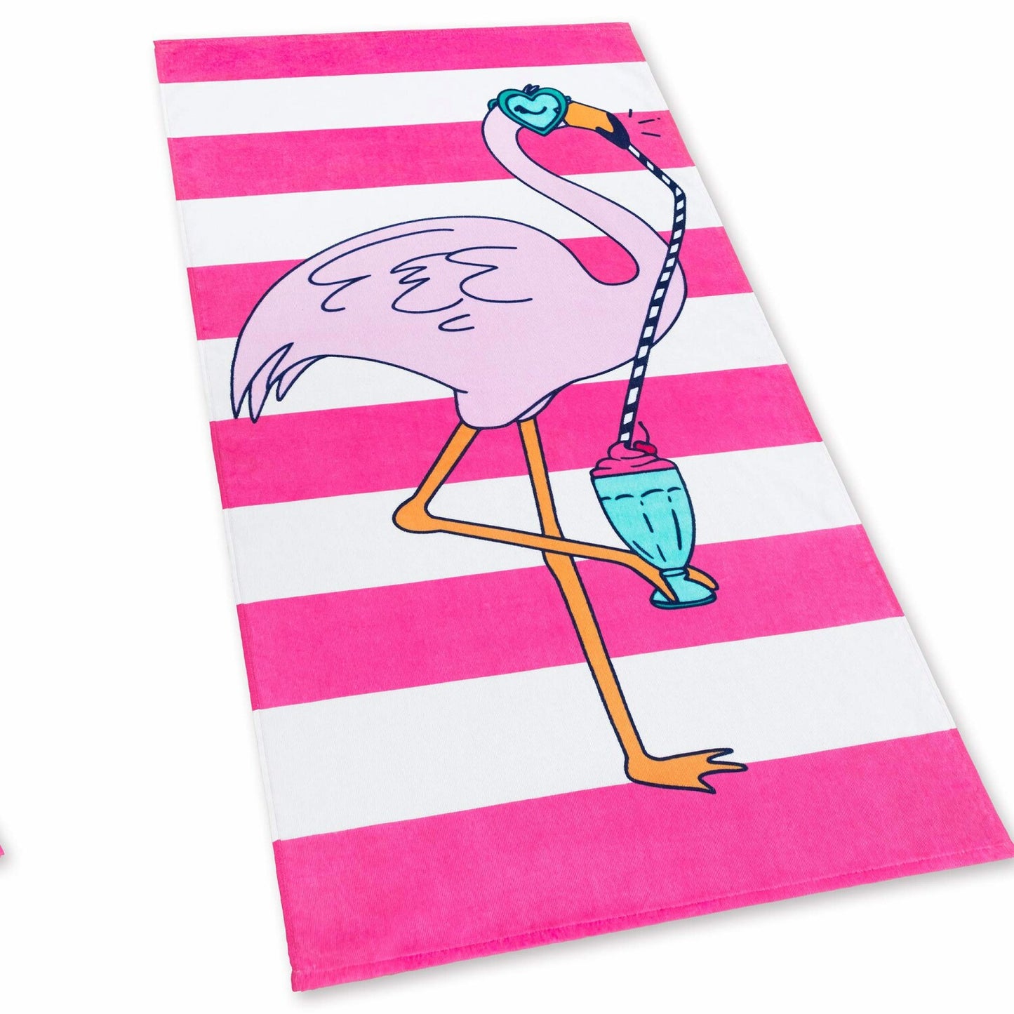 Flamingo Stripes Beach Towel 28 x 55 inches