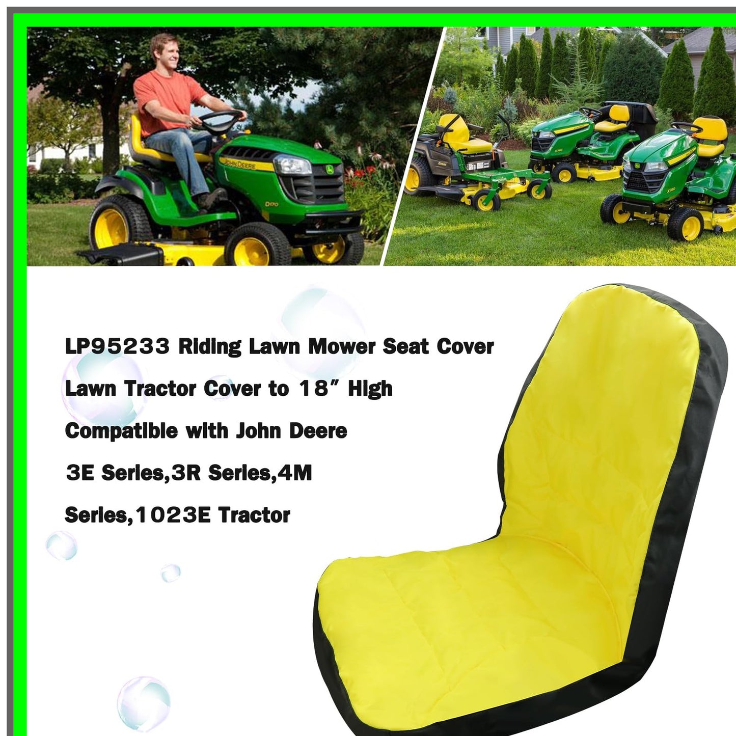 ComfortFit Riding Lawn Mower Seat Cover for 3E, 3R, 4M, 1023E Tractors