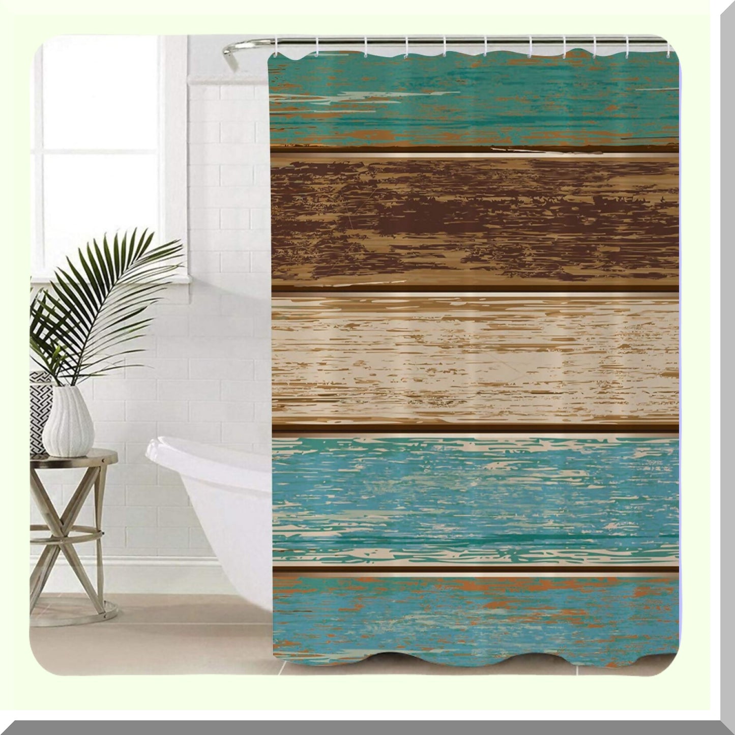 Rustic Teal Shower Curtain 60" x 72" with Hooks
