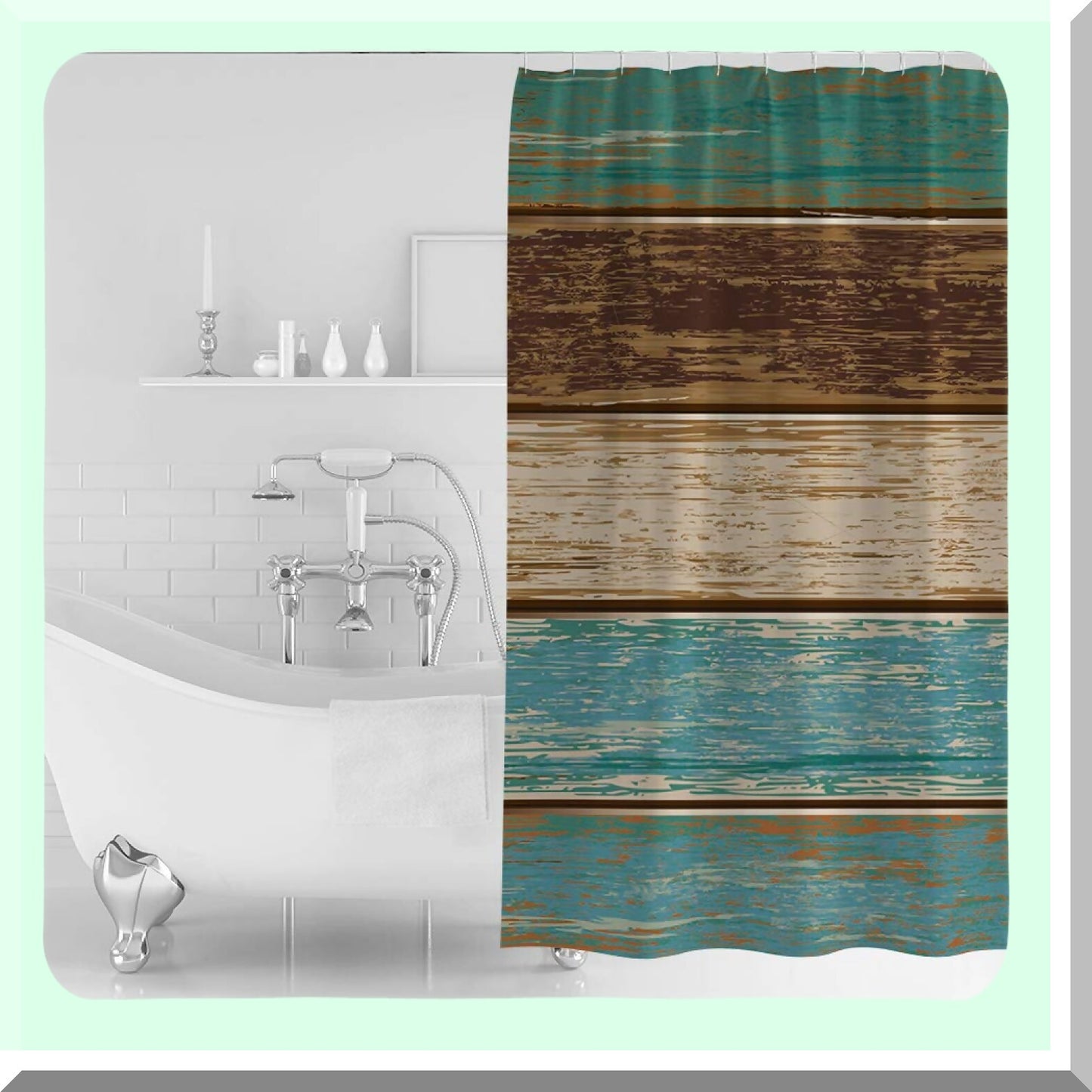 Rustic Teal Shower Curtain 60" x 72" with Hooks