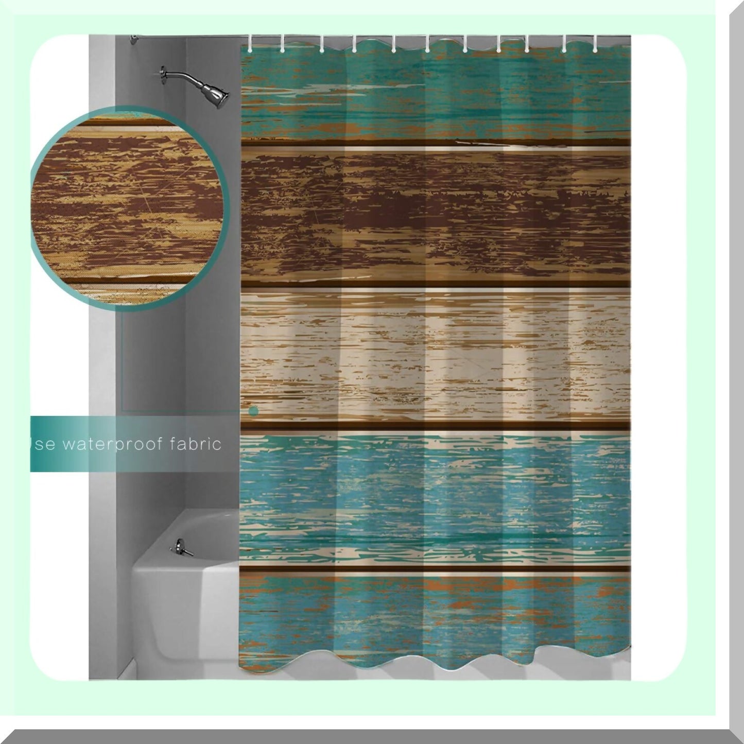 Rustic Teal Shower Curtain 60" x 72" with Hooks