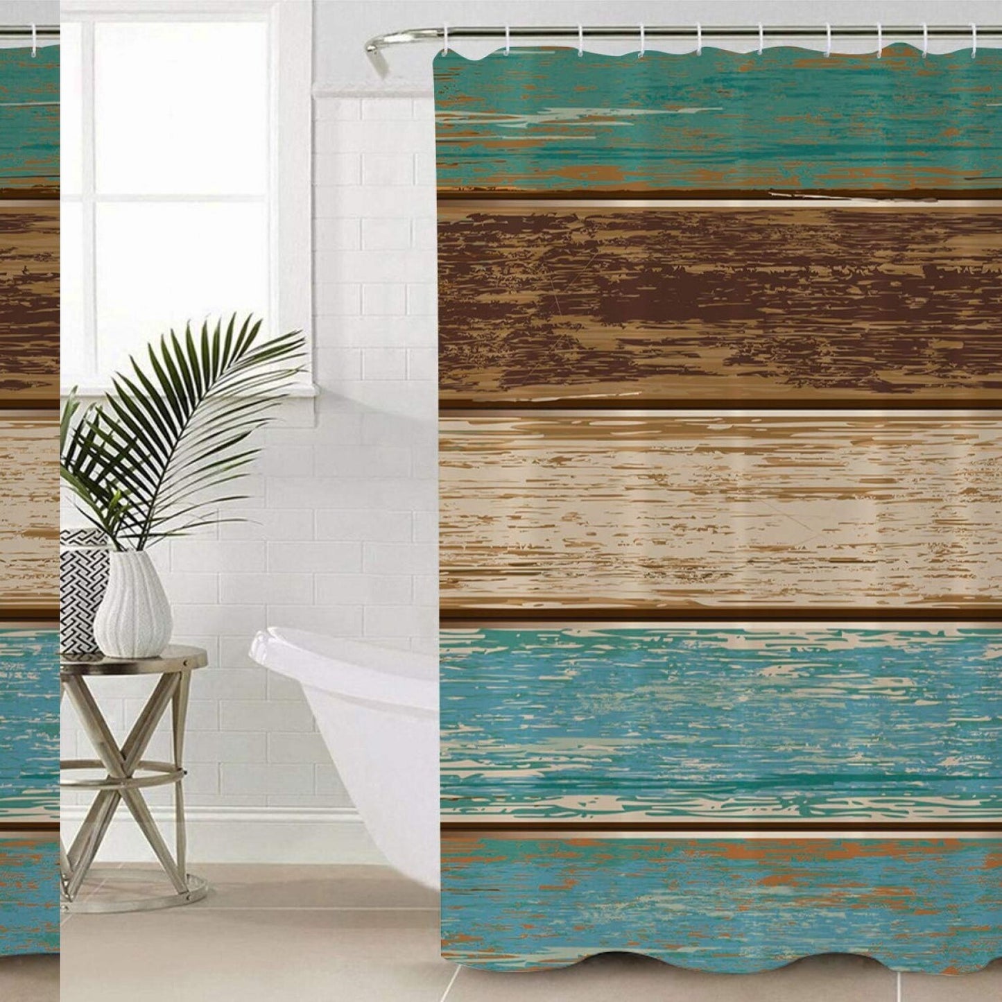 Rustic Teal Shower Curtain 60" x 72" with Hooks