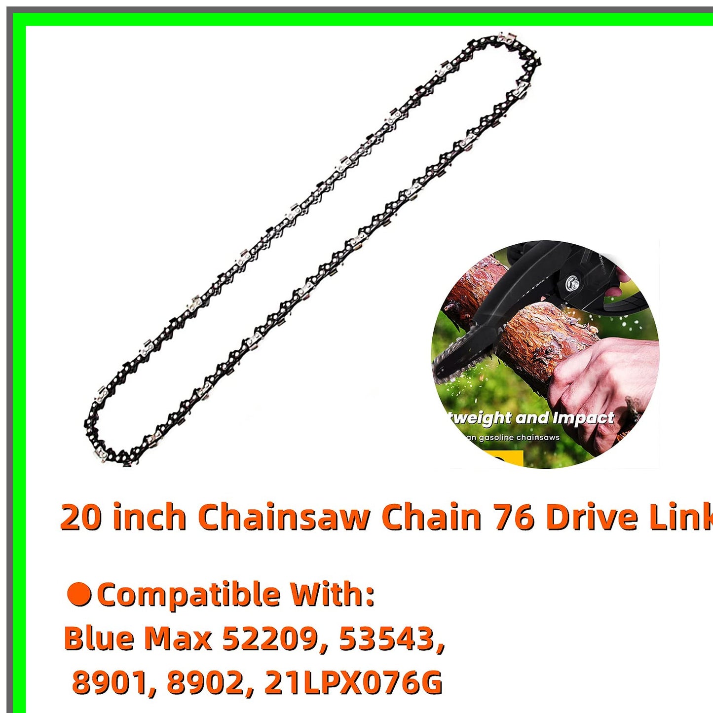 20-Inch Chainsaw Chain Replacement for Steele Poulan 0.325 Pitch 76 Links