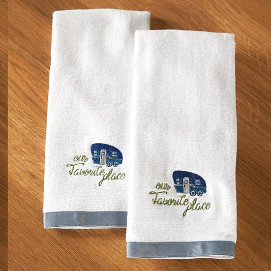 Camper-Themed Cotton Hand Towels Set of 2