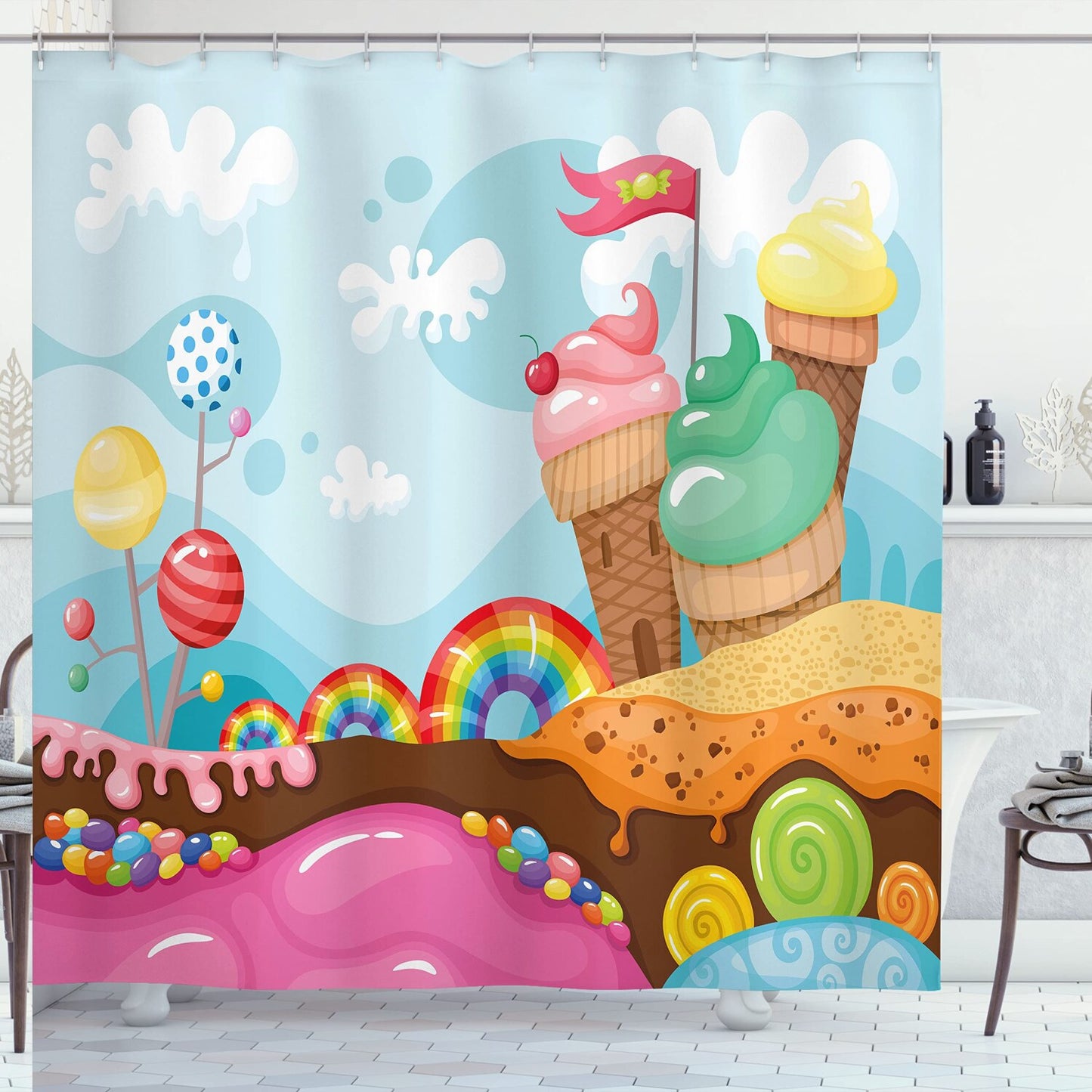 Ice Cream Shower Curtain 69x75 Multicolor