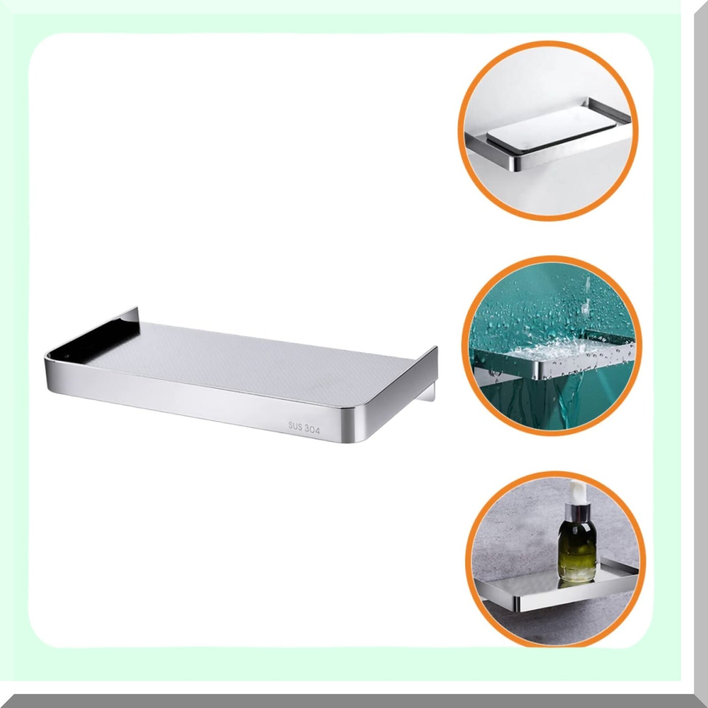 Bathroom Wall Mount Phone Shelf Black 18.5x9cm