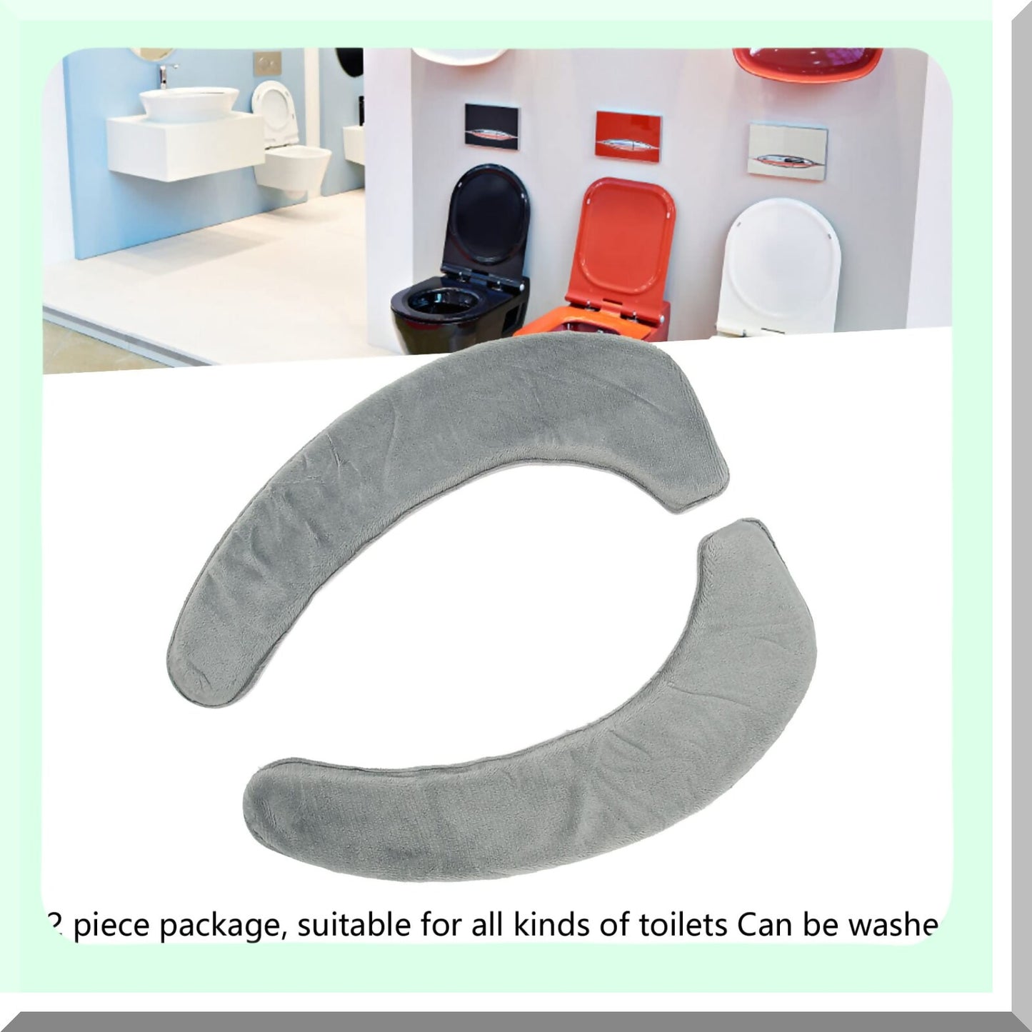 2 Pcs Self Adhesive Tet Seat Cover Grey 15.7in
