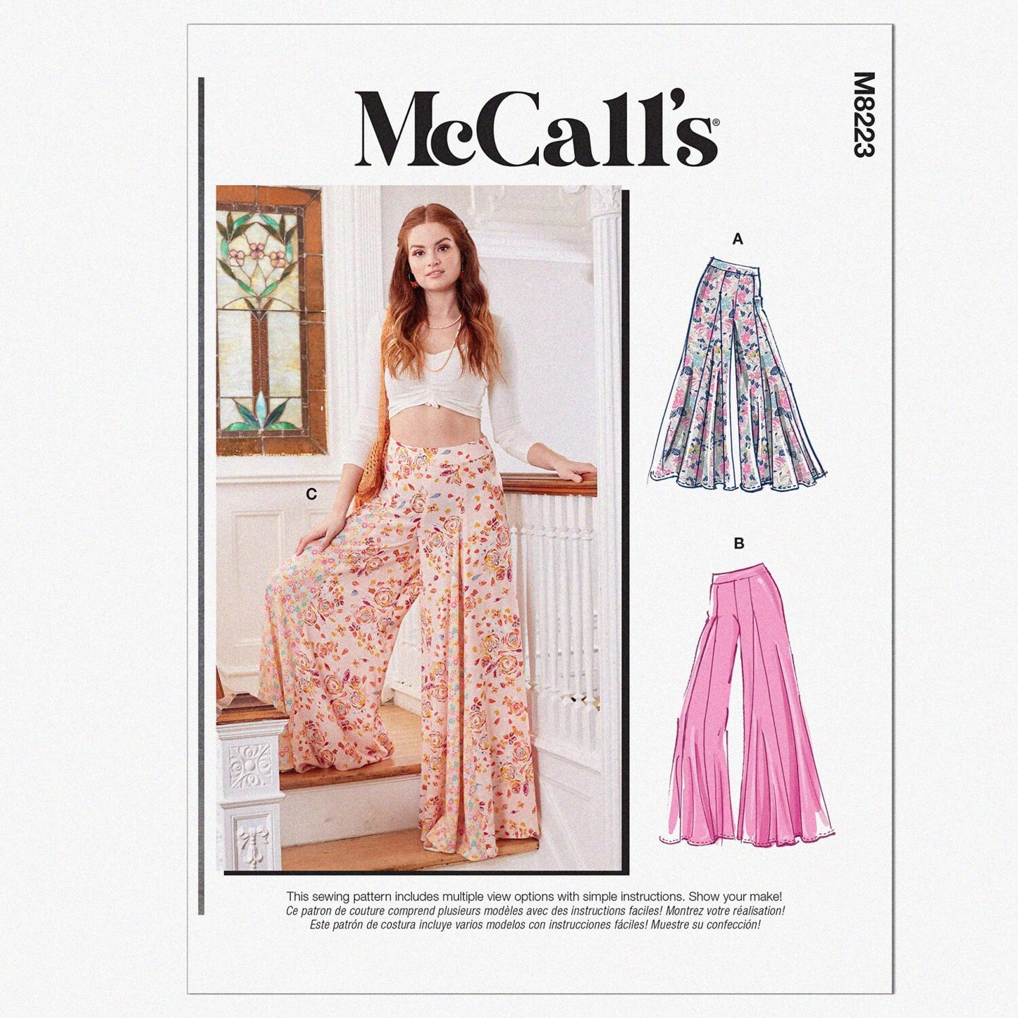 Misses' Wide Leg Pants Sewing Pattern Kit, Multicolor, XS-M