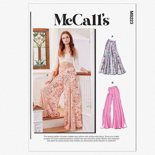 Misses' Wide Leg Pants Sewing Pattern Kit Compatible with XS-M