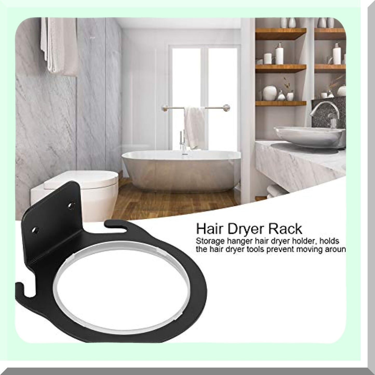 Wall Mounted Hair Dryer Holder Aluminum Storage Basket