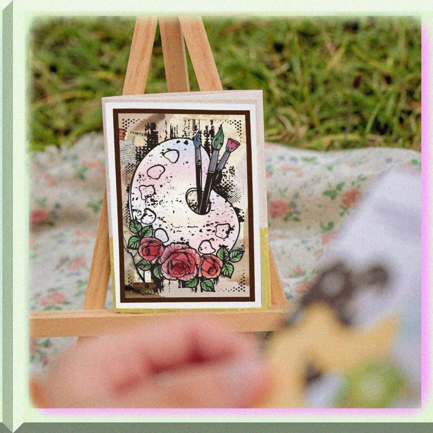 Vintage Butterfly Dragonfly Rubber Stamp 6.3 x 4.3 inches