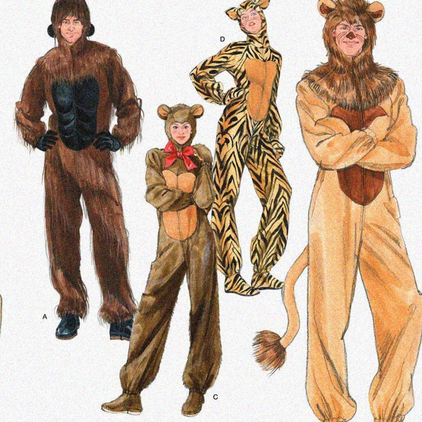 2853 Gorilla, Bear, and Cat Sewing Pattern for Adults
