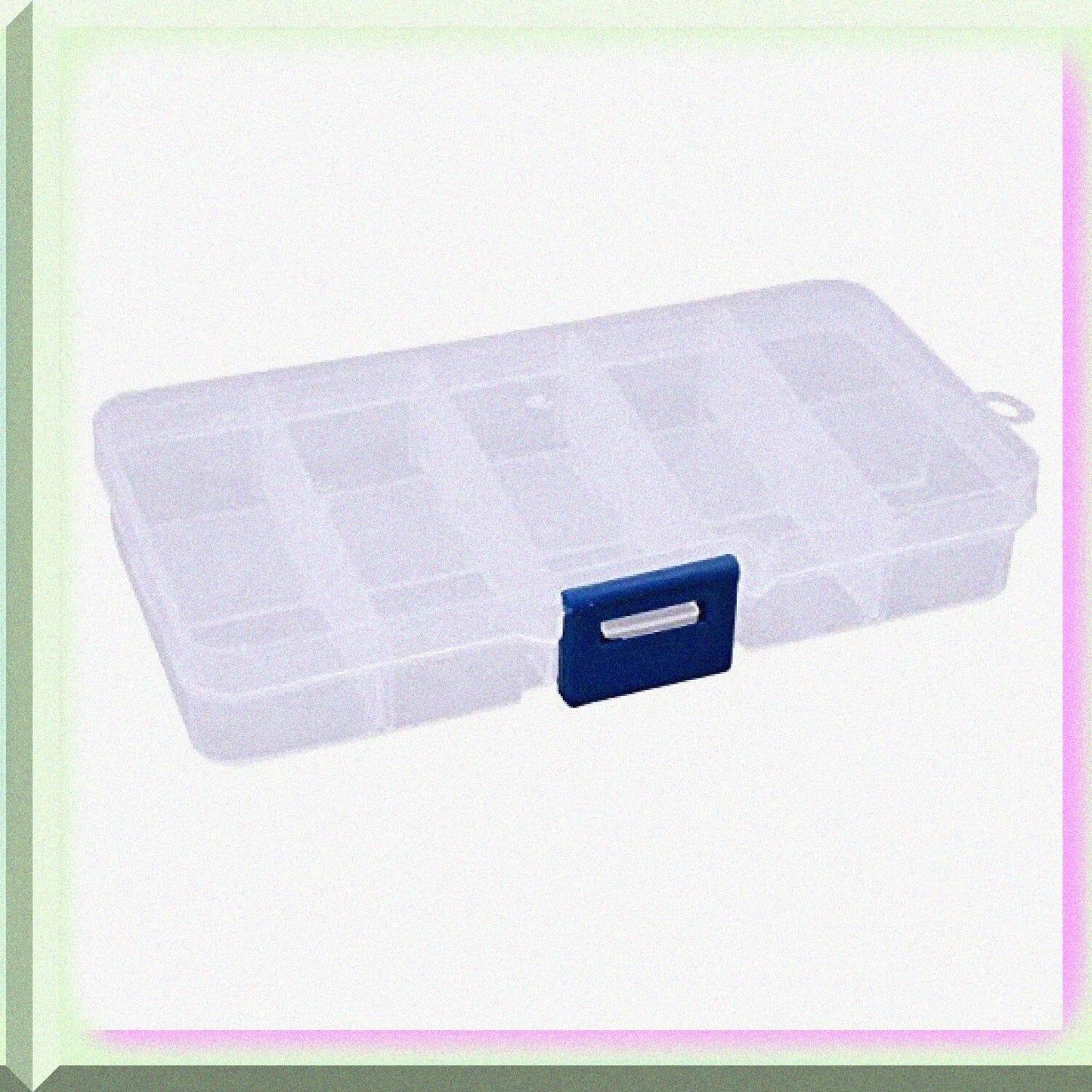 2 Pcs Clear Plastic Compartment Storage Box with Adjustable Dividers
