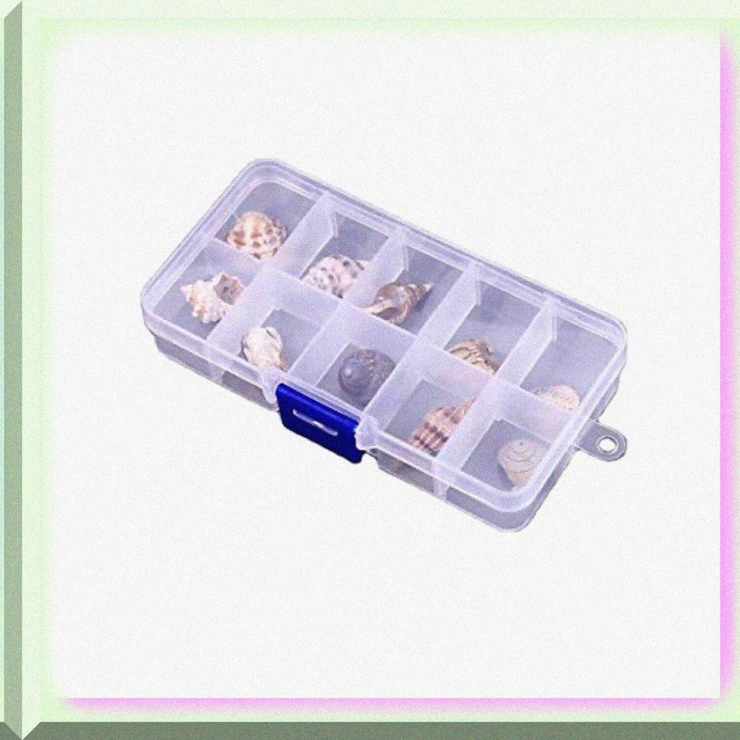 2 Pcs Clear Plastic Compartment Storage Box with Adjustable Dividers