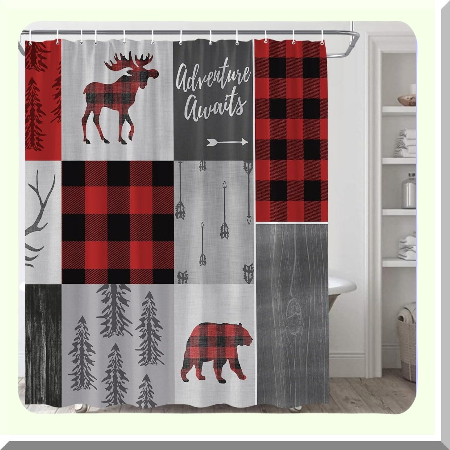 Retro Cabin Shower Curtain 70x70 Inches