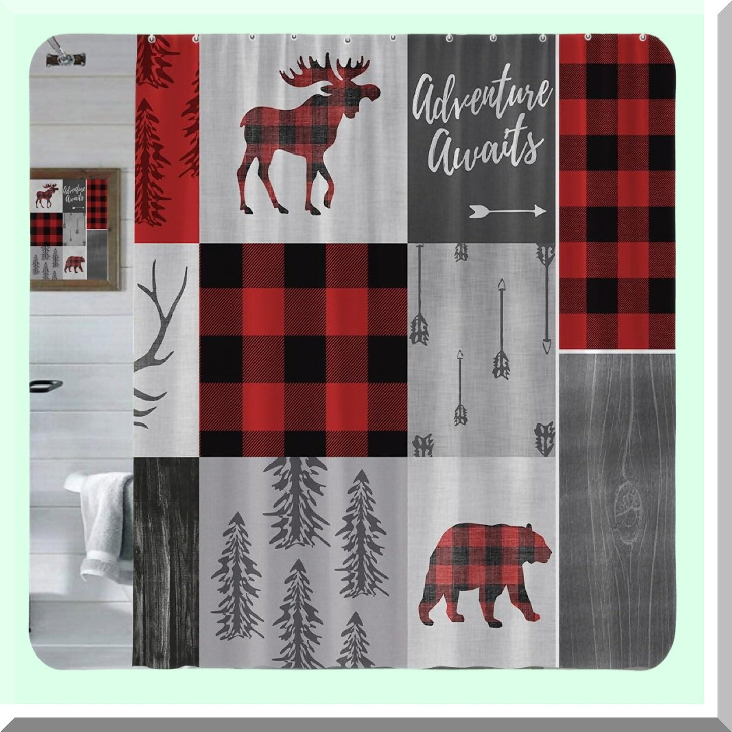 Retro Cabin Shower Curtain 70x70 Inches