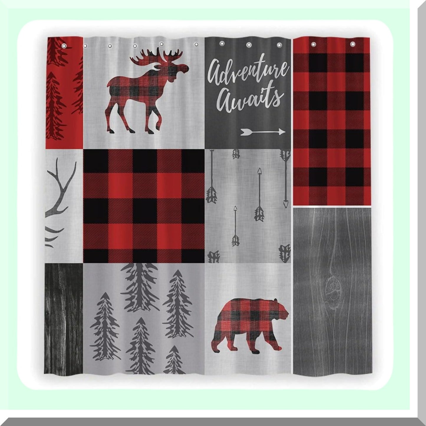 Retro Cabin Shower Curtain 70x70 Inches