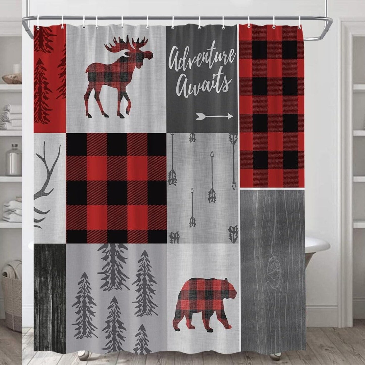 Retro Cabin Shower Curtain 70x70 Inches