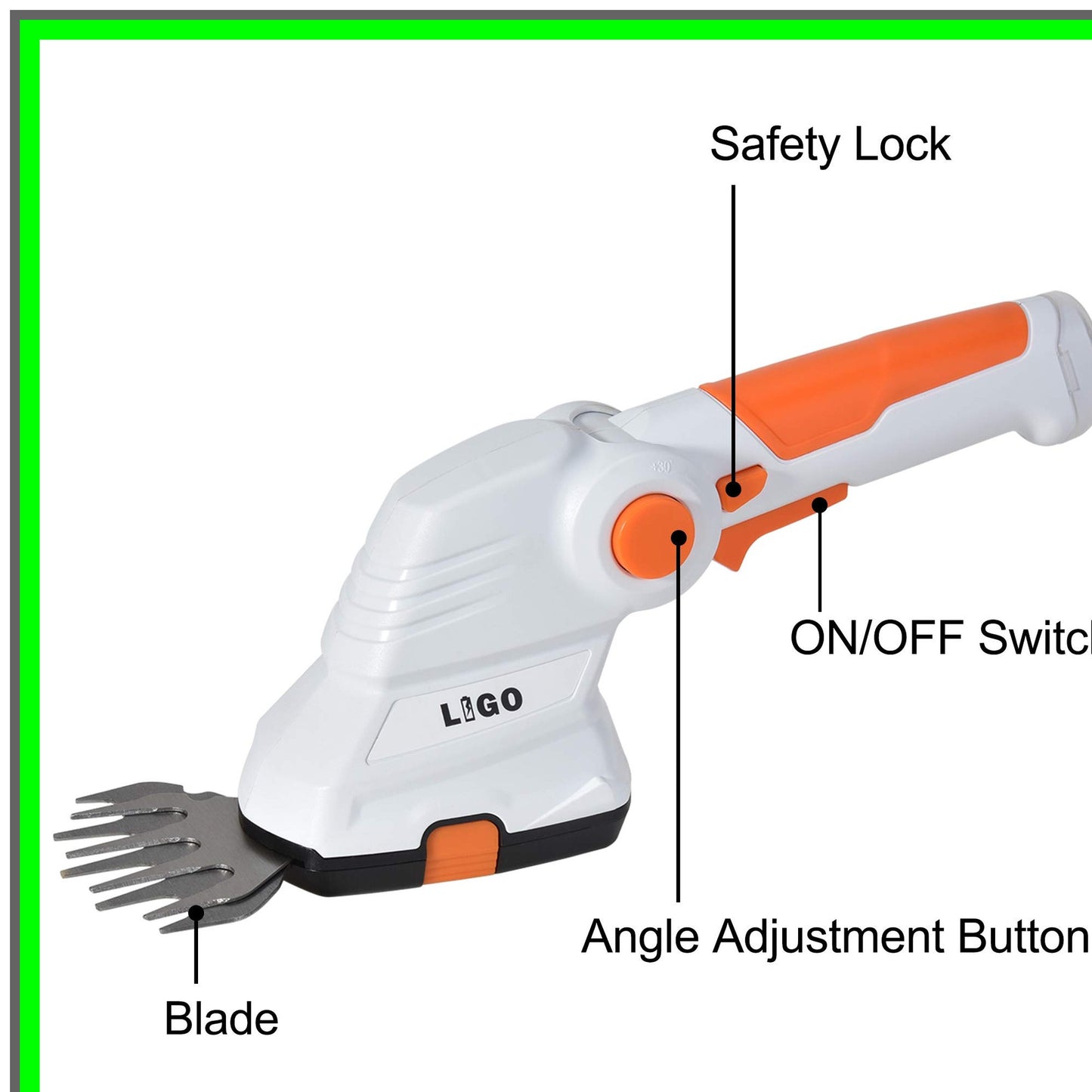 Versatile 7.2V Cordless Hedge Trimmer with Adjustable Angles and Battery