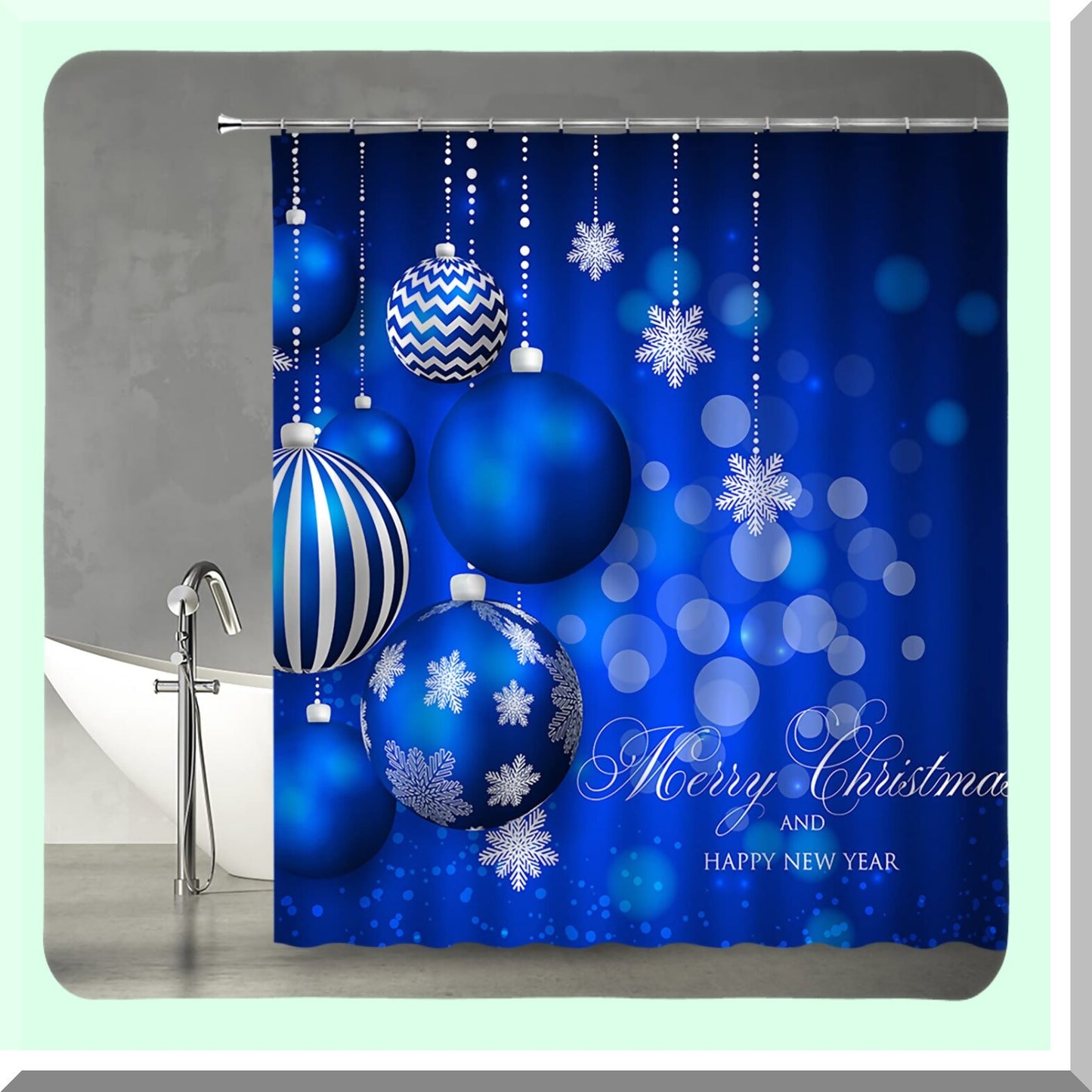 Blue Balls Winter Holiday Shower Curtain 70x70