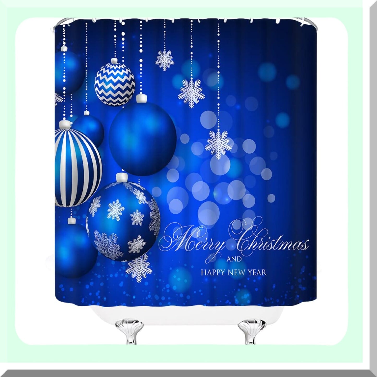 Blue Balls Winter Holiday Shower Curtain 70x70