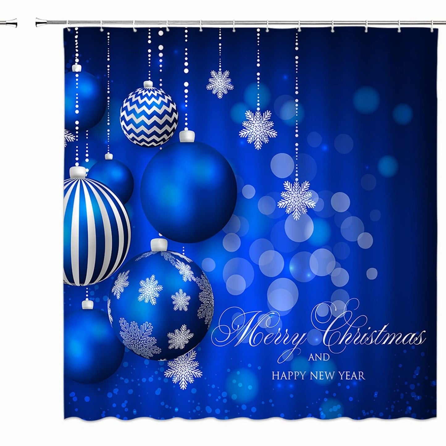 Blue Balls Winter Holiday Shower Curtain 70x70