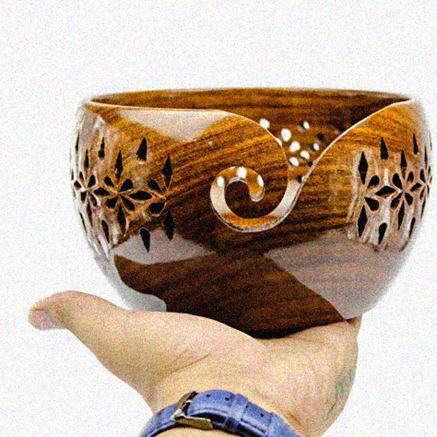 Rosewood Wooden Yarn Storage Bowl Large