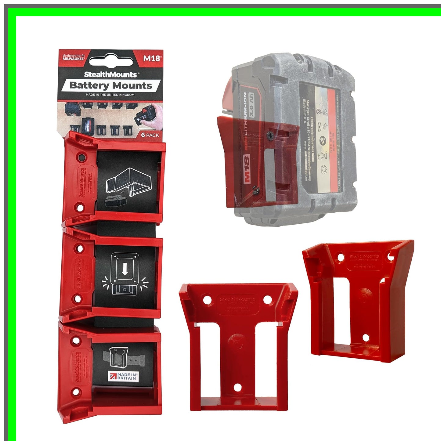 Milwaukee M18 Battery Holder Organizer - 8 Pack Storage Solution