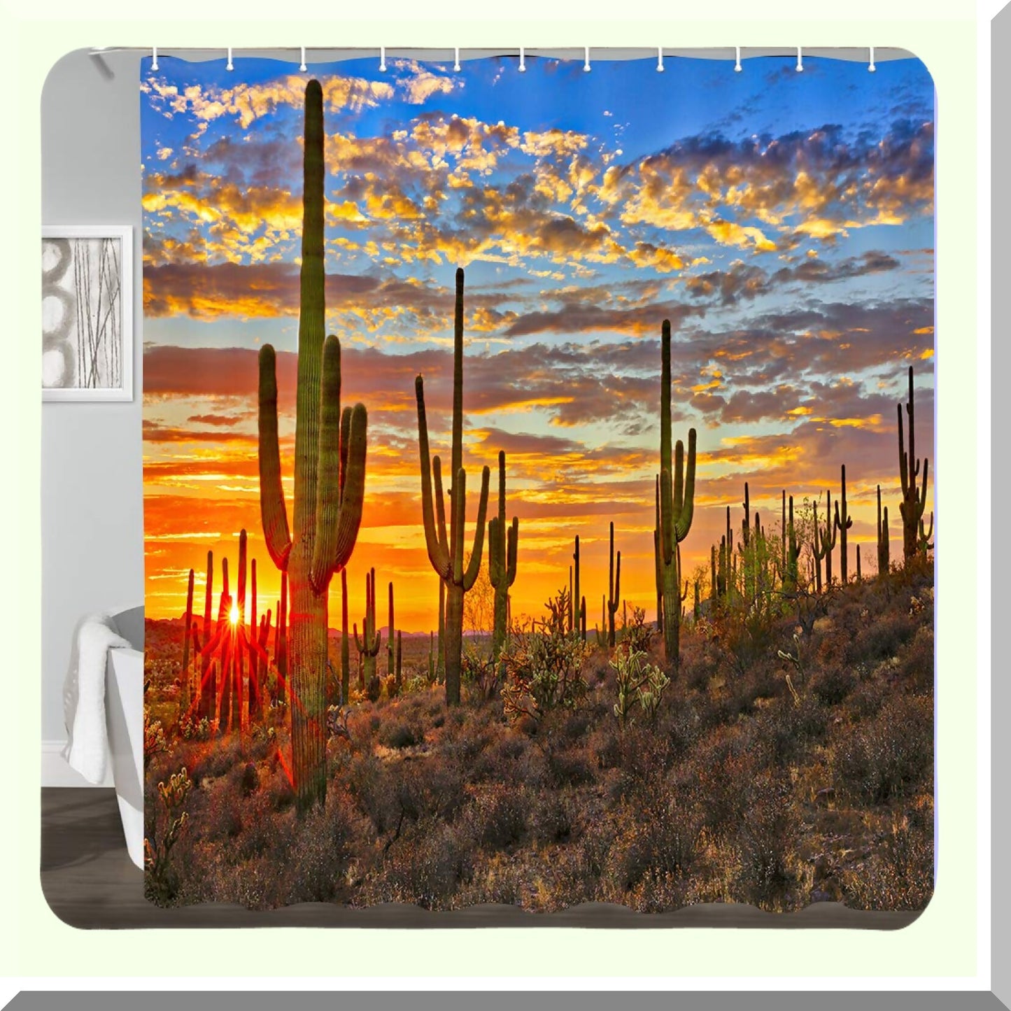 Cactus Shower Curtain 69x70in Waterproof Fabric