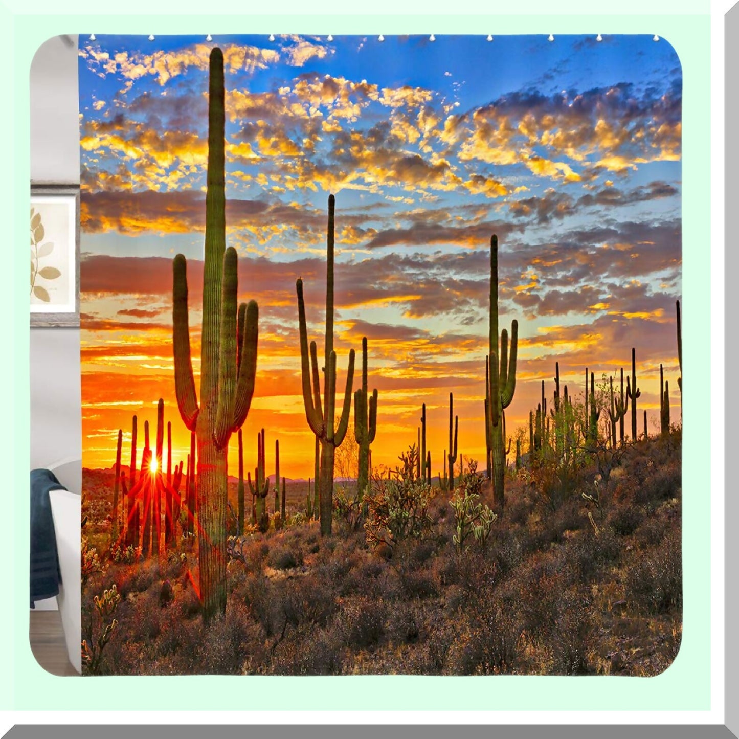 Cactus Shower Curtain 69x70in Waterproof Fabric