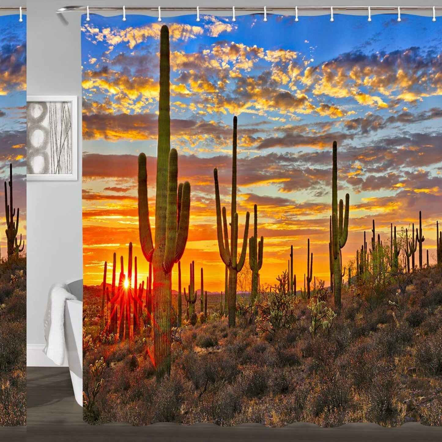 Cactus Shower Curtain 69x70in Waterproof Fabric