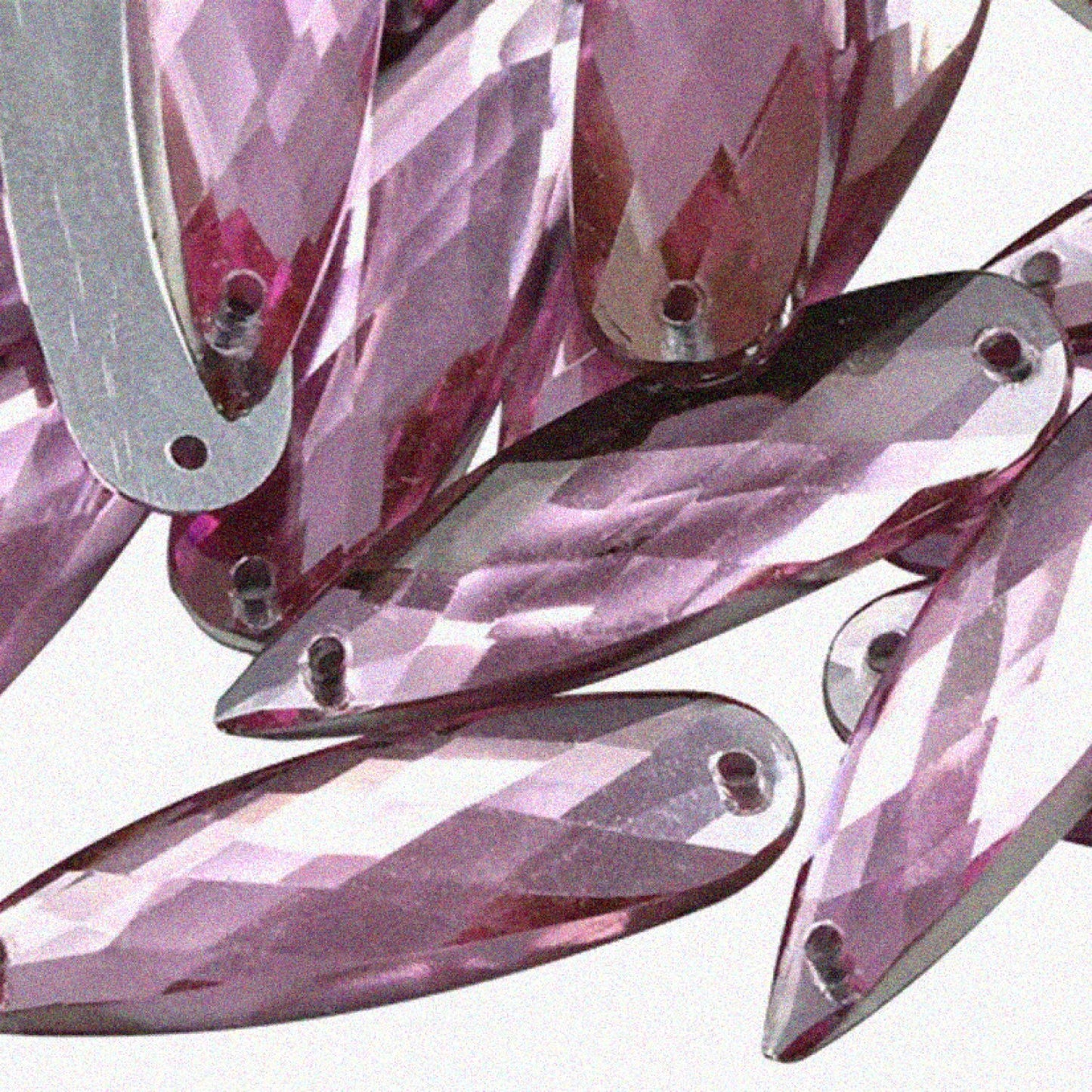 30 Pink 8x28mm Teardrop Sew On Beads