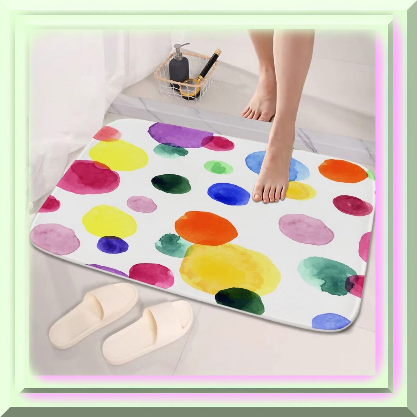 Colorful Cartoon Polka Dot Bathroom Rug 16x24