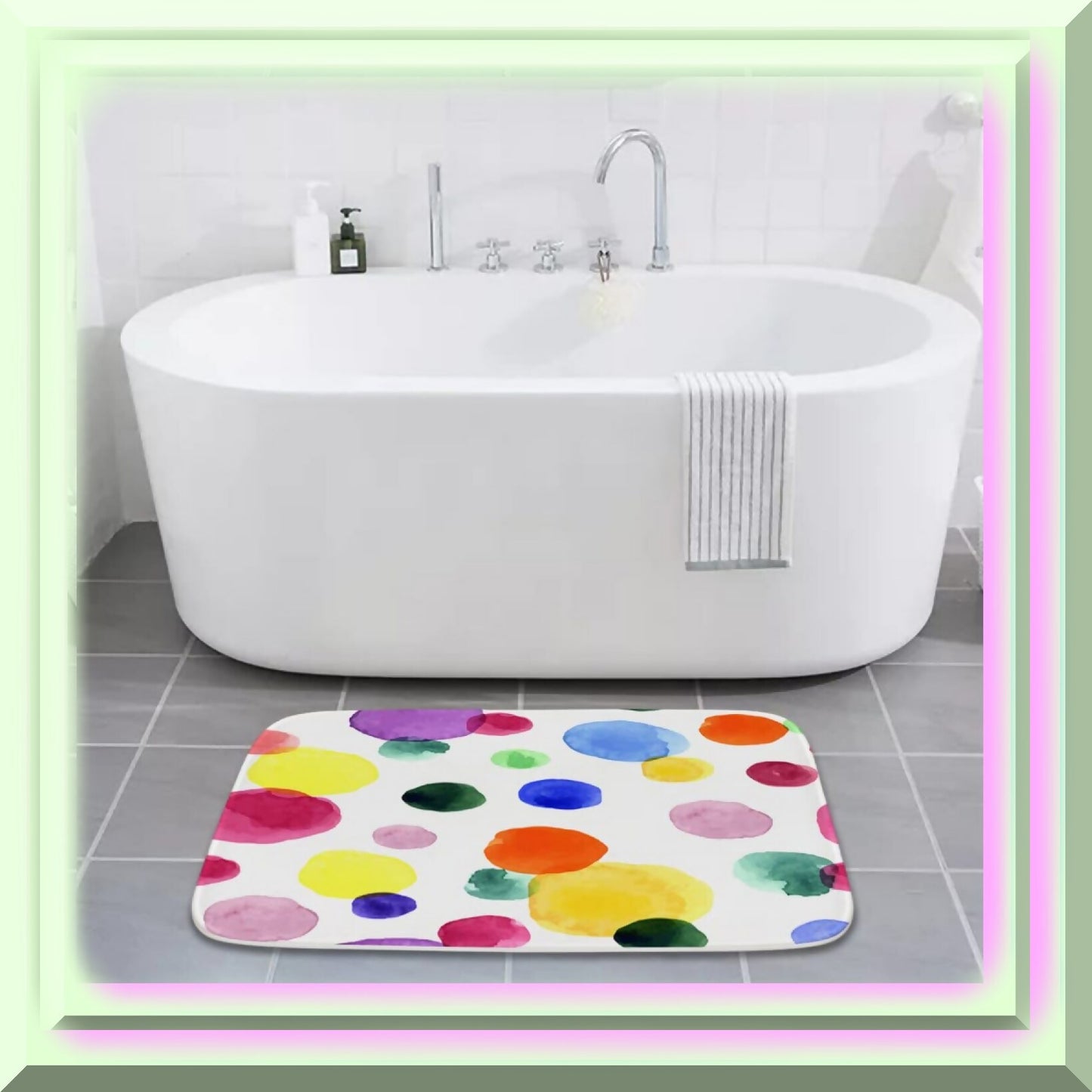 Colorful Cartoon Polka Dot Bathroom Rug 16x24
