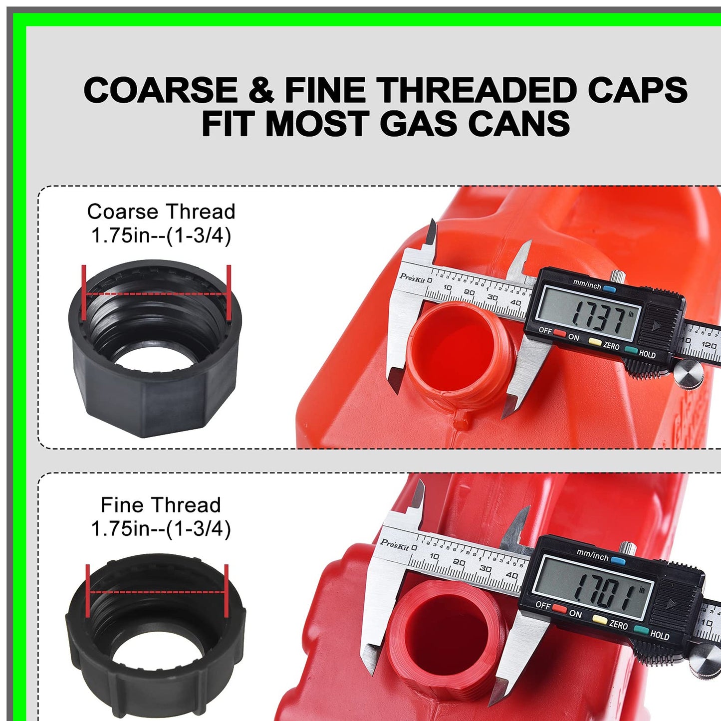 Gas Can Spout Replacement Kit with Vent Caps and Screw Collar Caps