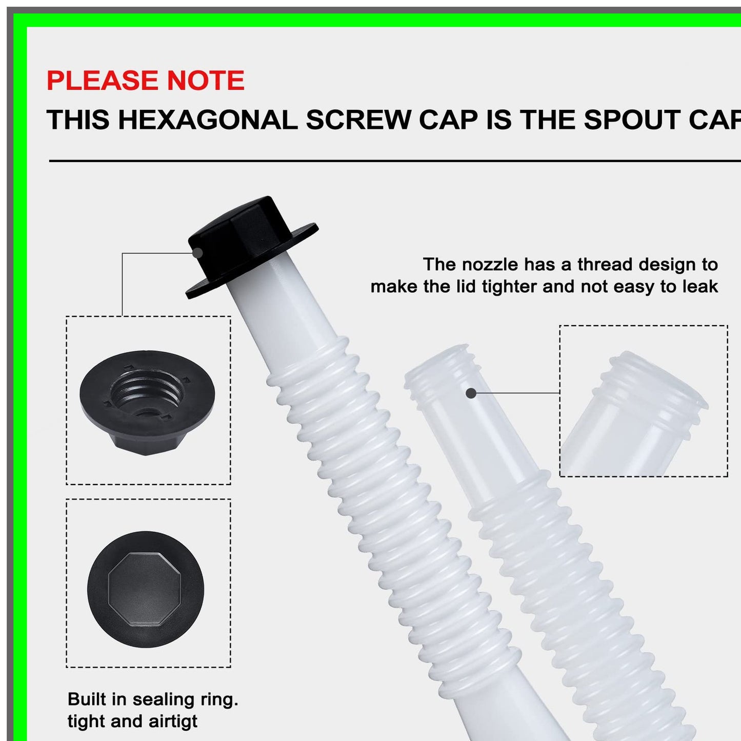 Gas Can Spout Replacement Kit with Vent Caps and Screw Collar Caps