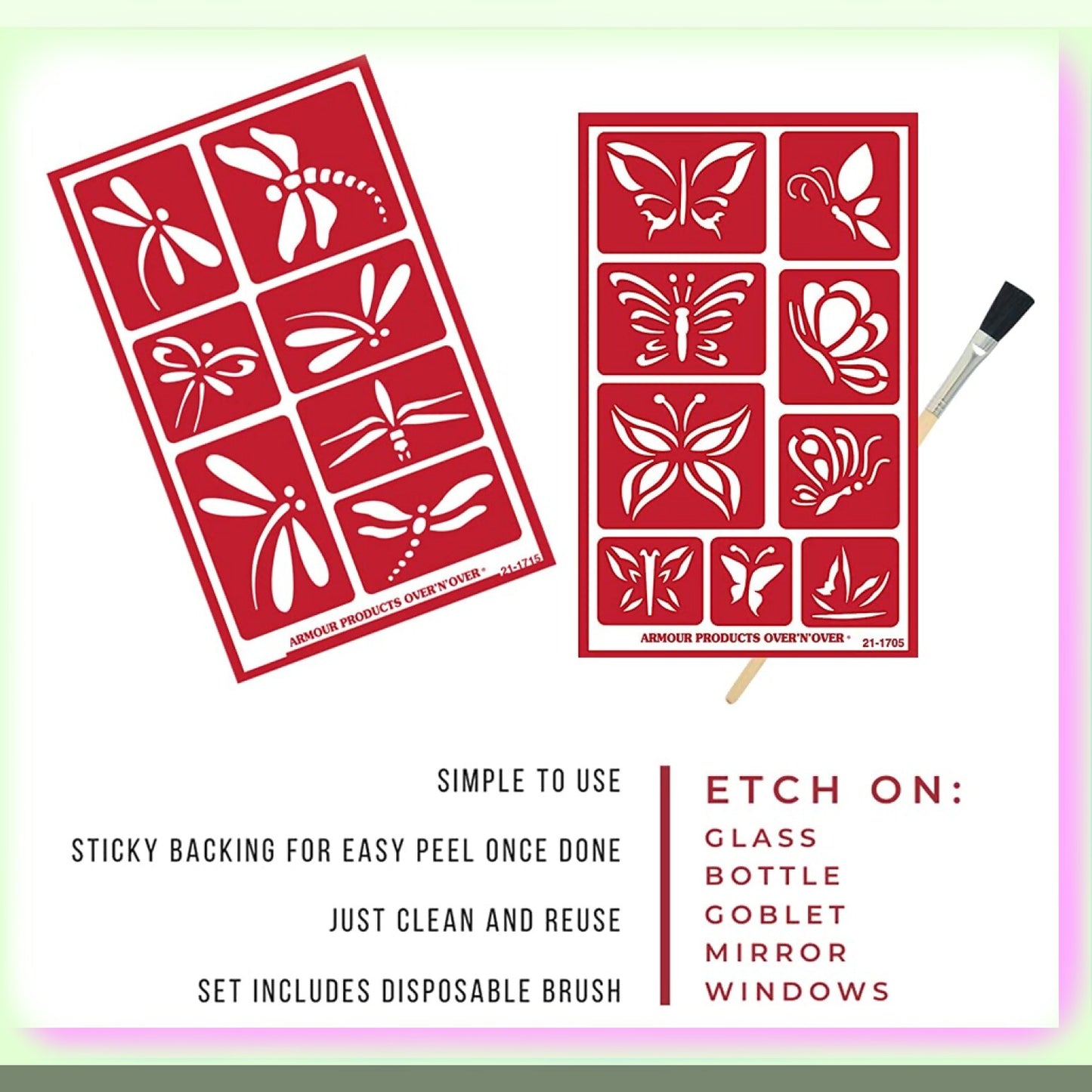 EcoArt Dragonfly & Butterfly Glass Etching Kit - 3 Items