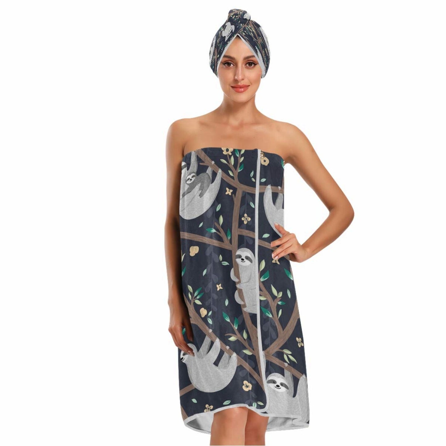 Women's Spa Towel Wrap Set of 3 with Sloth Design