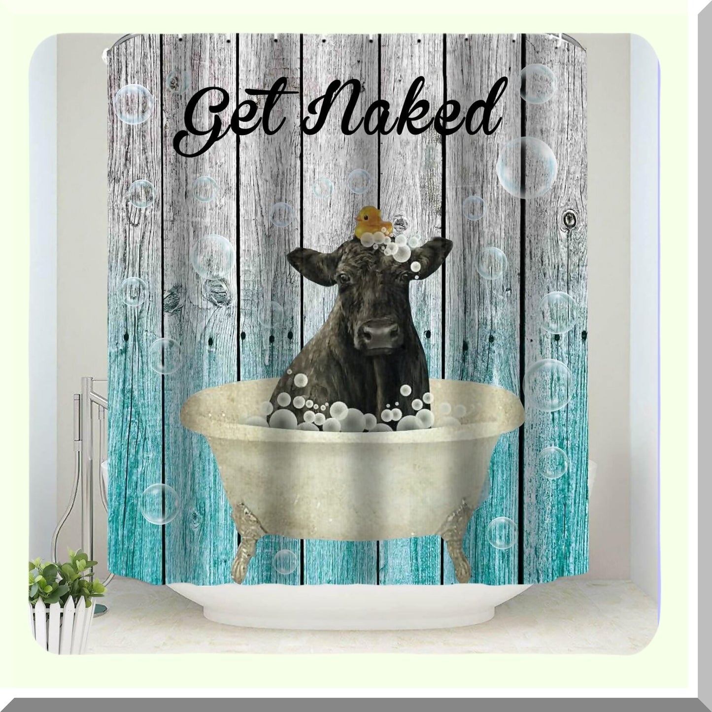 Funny Cow Shower Curtain 72x72 Inches with 12 Hooks
