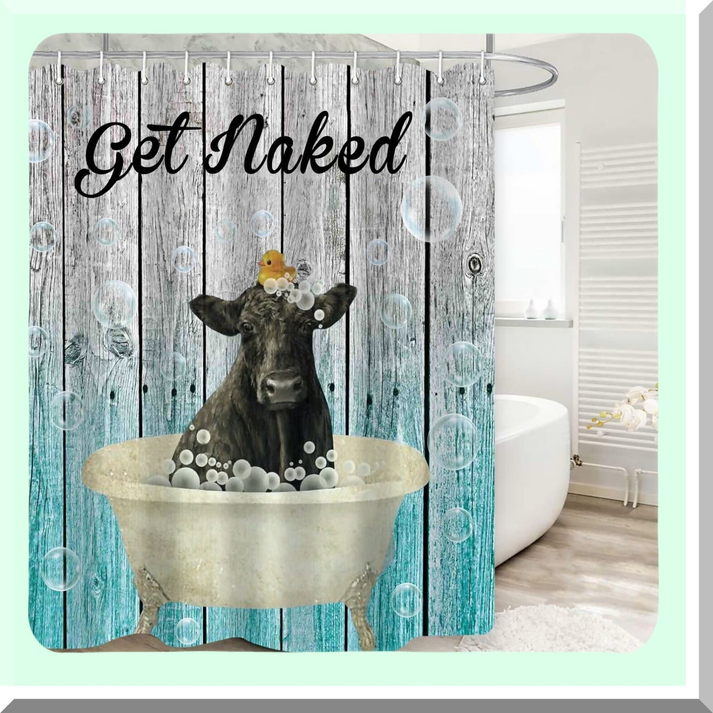Funny Cow Shower Curtain 72x72 Inches with 12 Hooks
