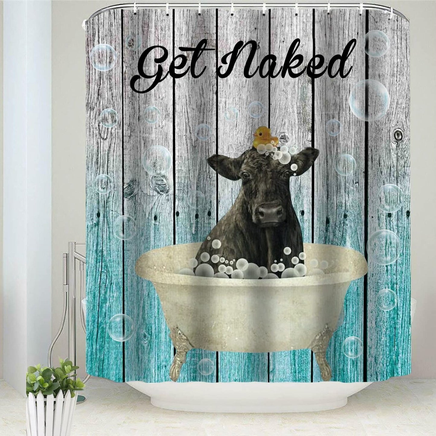 Funny Cow Shower Curtain 72x72 Inches with 12 Hooks