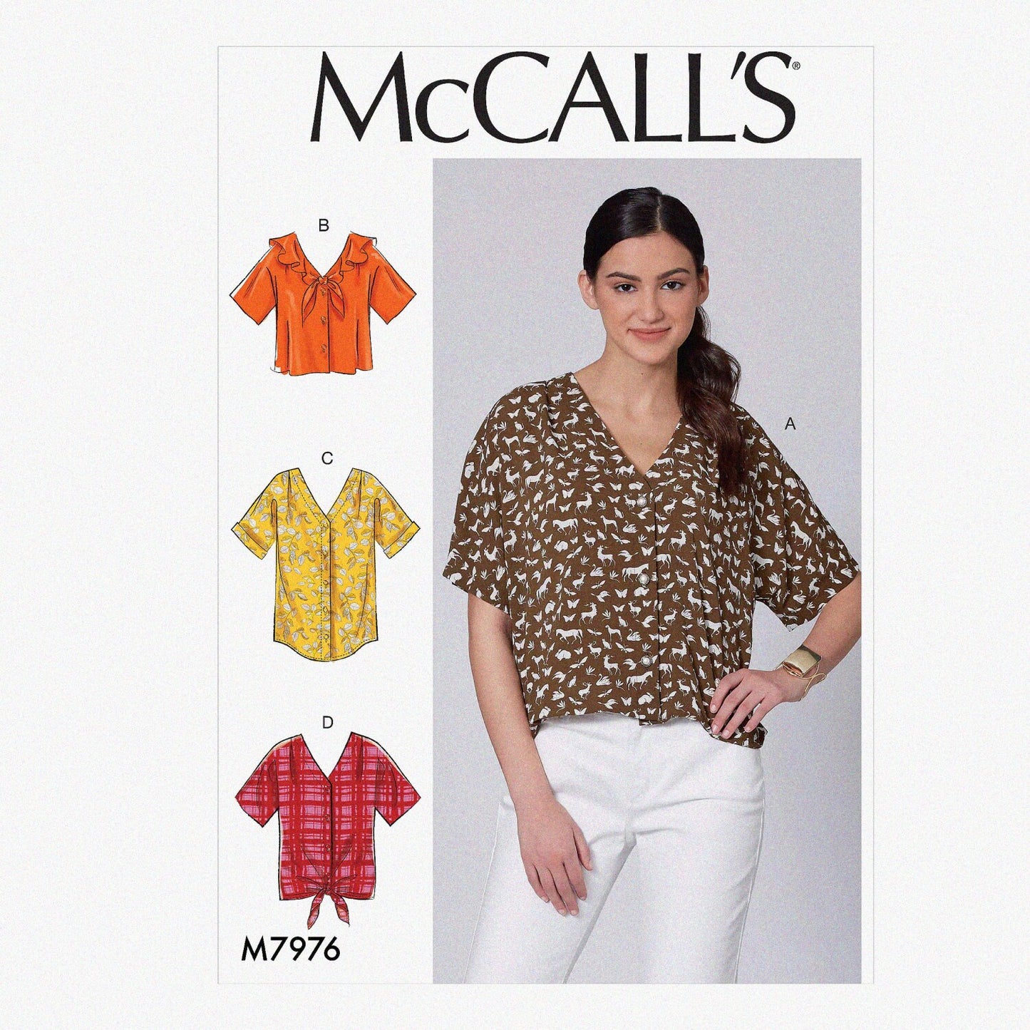 Women's Loose Fitting Blouse Sewing Kit White XS-M