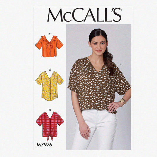 Women's Loose Fitting Blouse Sewing Kit White XS-M